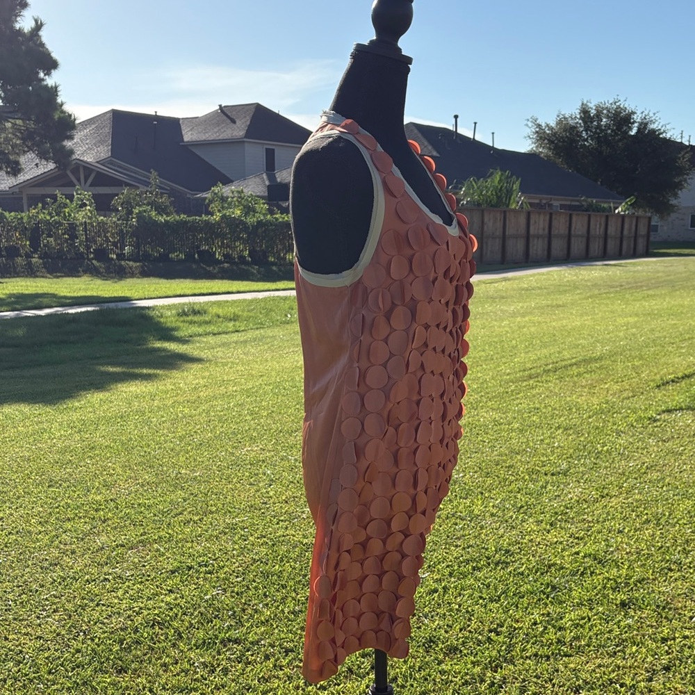 Orange Sleeveless Textured Dress - Picture 3 of 5